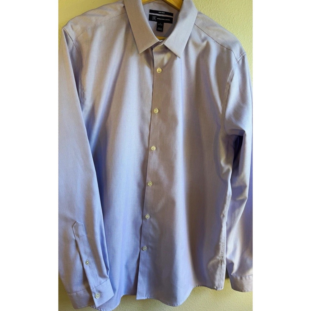 INC International Concepts Men's L Lavender Non-Iron Shirt 16-16 1/2 34/35